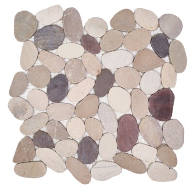 Tuscan Harmony White Tan Natural Pebble Mosaics 12×12