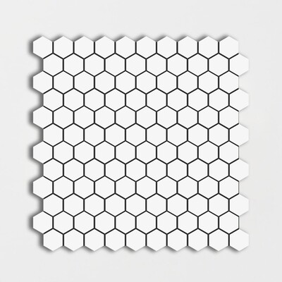 Blanc Matte Hexagon Ceramic Mosaic 12x12
