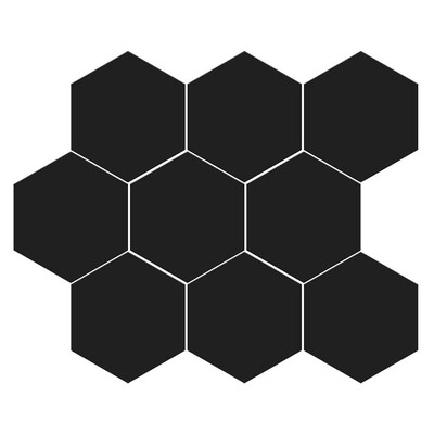 Noir Matte Midi Hexagon Ceramic Mosaic 8x10