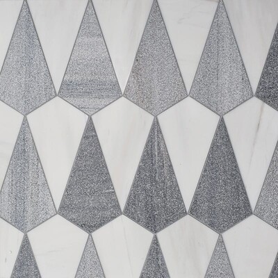 Snow White, Skyline Multi Finish Diamante Marble Mosaics 4 1/32×7 1/2