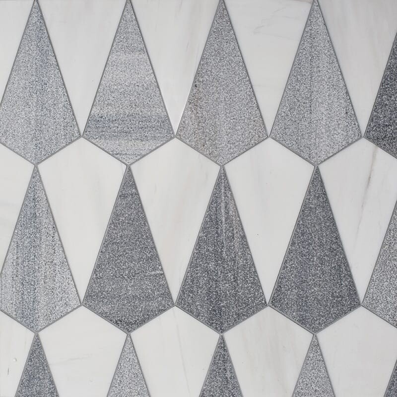Snow White, Skyline Multi Finish Diamante Marble Mosaics 4 1/32×7 1/2