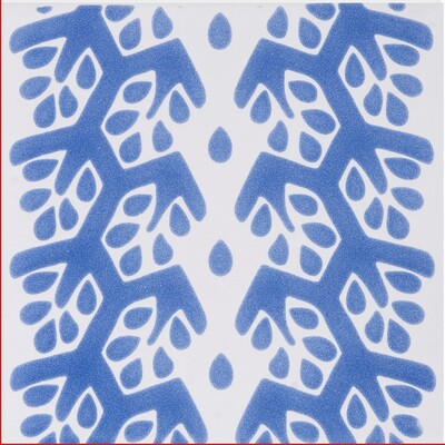 Snow White, Blue Glossy Cecil Stripe Ceramic Tiles 6×6