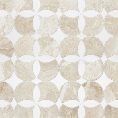Diana Royal, Snow White Honed Constantine Marble Mosaics 13 5/8×13 5/8