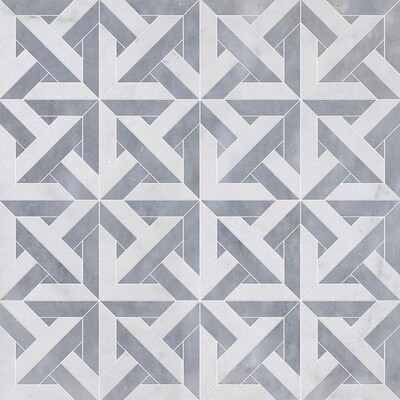 Glacier, Allure Light Multi Finish Marmara Marble Mosaics 9 11/16×9 11/16