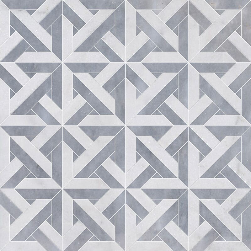 Glacier, Allure Light Multi Finish Marmara Marble Mosaics 9 11/16×9 11/16