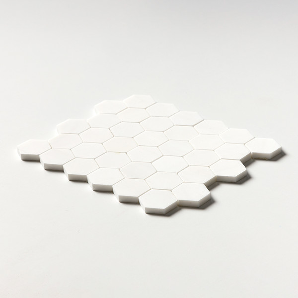 Bianco Dolomiti Polished Hexagon 2 Marble Mosaics 10 3/8×12