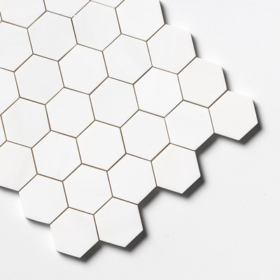 Bianco Dolomiti Hexágono Pulido 2 Mosaicos de Mármol 10 3/8×12
