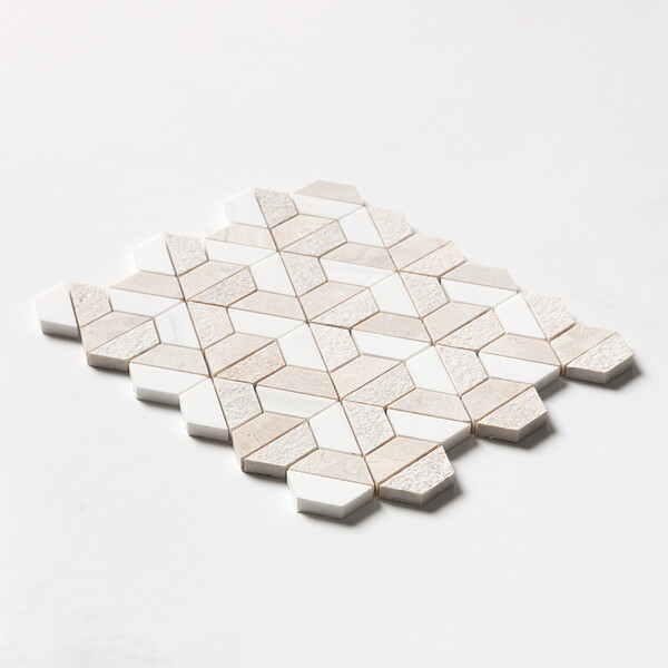 Royal Beige Textured 3d Hexagon Marble Mosaics 10 3/8×12