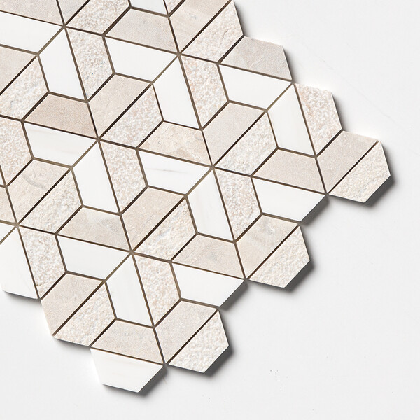 Royal Beige Textured 3d Hexagon Marble Mosaics 10 3/8×12