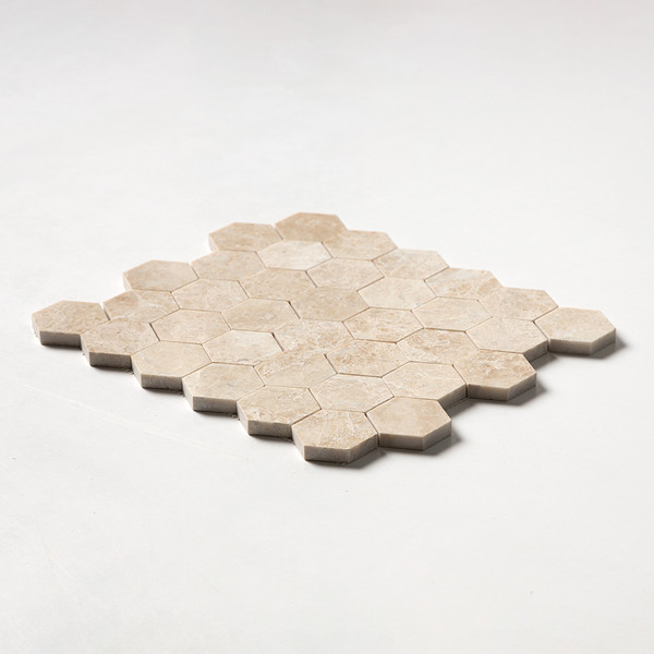 Delicate Beige Polished Hexagon Marble Mosaics 10 3/8×12