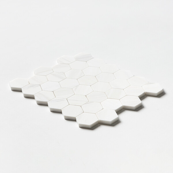 Bianco Dolomiti Honed Hexagon Marble Mosaics 10 3/8×12