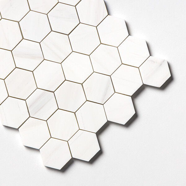 Bianco Dolomiti Honed Hexagon Marble Mosaics 10 3/8×12