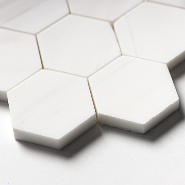 Bianco Dolomiti Honed Hexagon Marble Mosaics 10 3/8×12