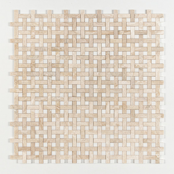 Diana Royal, Snow White Multi Finish Basket Weave 1×3 Marble Mosaics 12×12