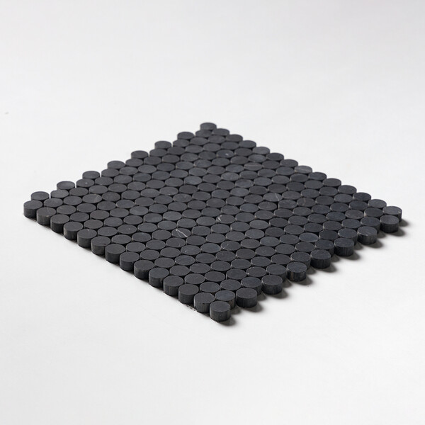 Black Honed Penny Round Marble Mosaics 11 1/4×11 3/4