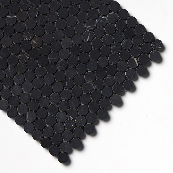Black Honed Penny Round Marble Mosaics 11 1/4×11 3/4