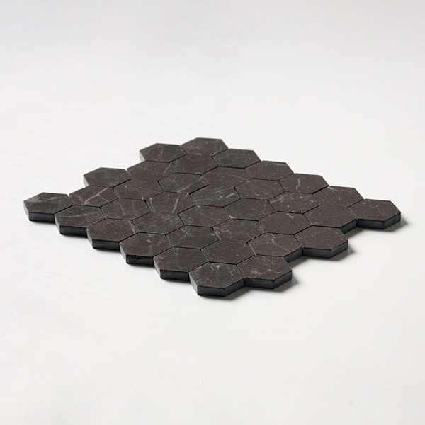 Iris Black Honed Hexagon Marble Mosaics 10 3/8×12
