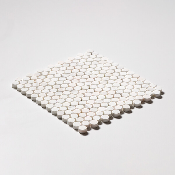 Snow White Tumbled Penny Round Marble Mosaics 11 1/4×11 3/4