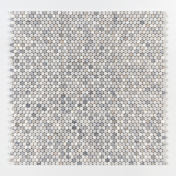 Silver Sky Multi Finish Penny Round Marble Mosaics 11 1/4×11 3/4