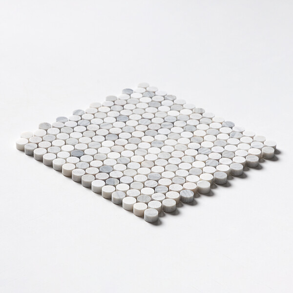 Silver Sky Multi Finish Penny Round Marble Mosaics 11 1/4×11 3/4