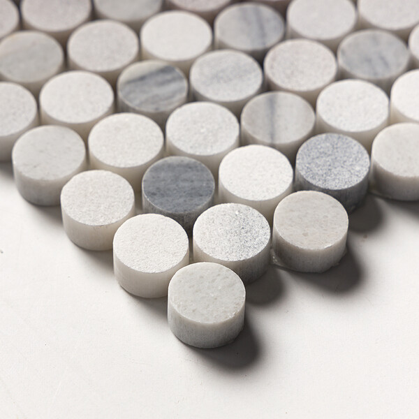 Silver Sky Multi Finish Penny Round Marble Mosaics 11 1/4×11 3/4