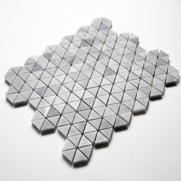Bardiglio Light Honed Small Triad Marble Mosaics 10 3/16×11 13/16