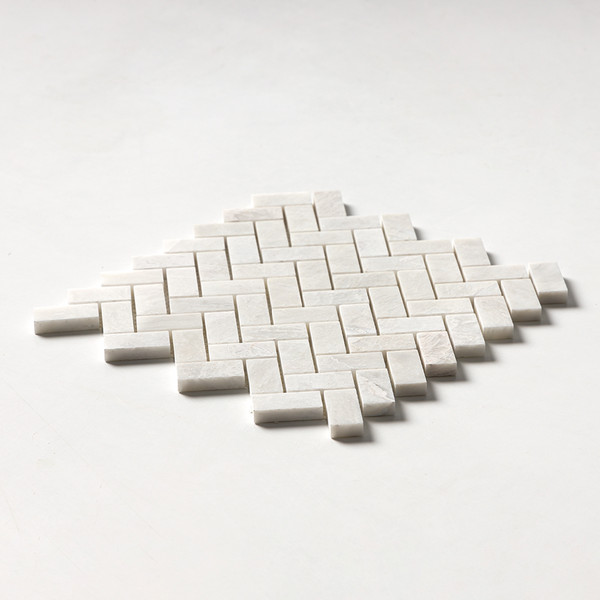 Siberian White Honed Herringbone 1×2 Marble Mosaic 11×11