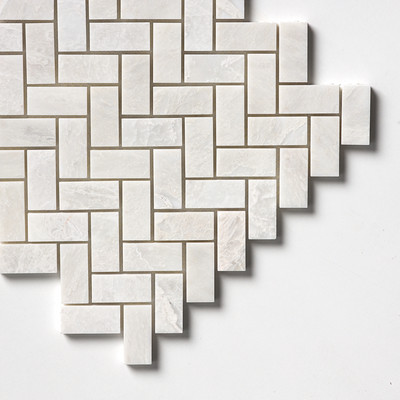 Mosaicos de mármol blanco siberiano pulido en espiga de 1×2 y 11×11 pulgadas