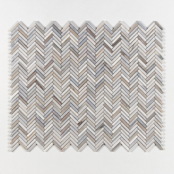 Skyline Multi Finish Herringbone 5/8×3 Marble Mosaics 10 7/16×12 13/16