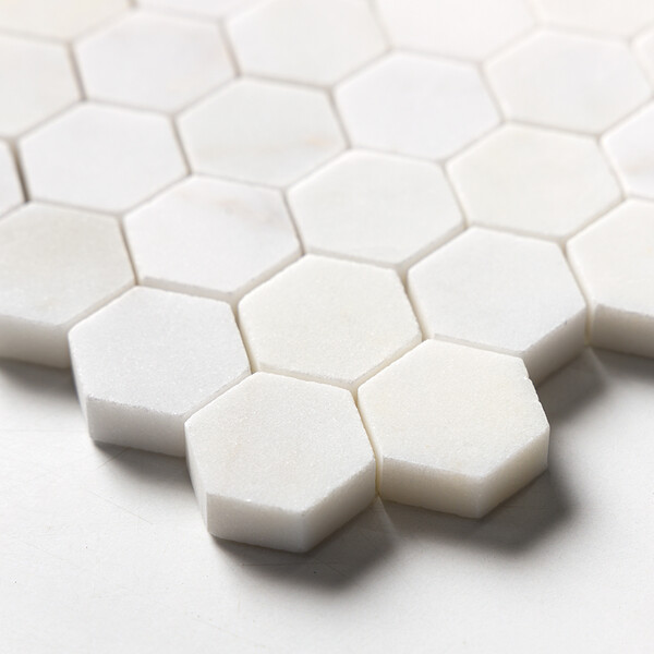 White Pearl Honed Hexagon 1×1 Marble Mosaics 11 1/2×12 1/4