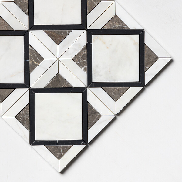 Black Honed Kent Marble Mosaics 13 9/16×13 9/16