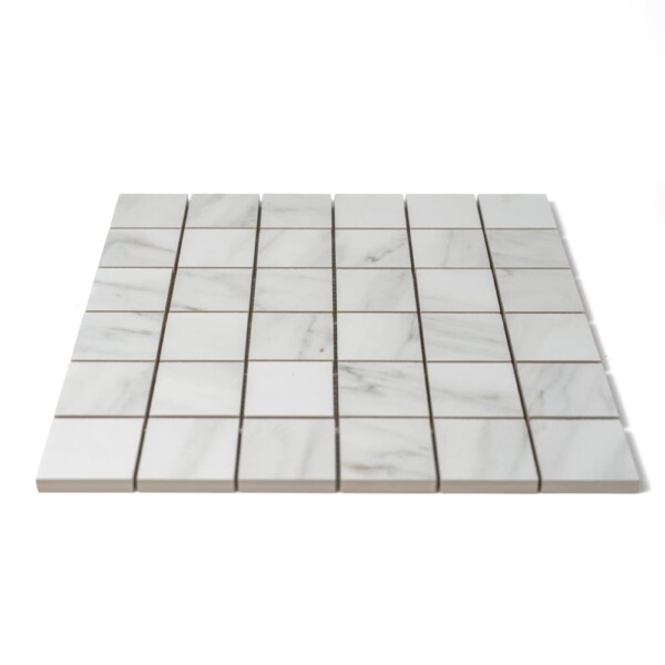Venato Bianco Glossy Straight Joint 2×2 Porcelain Mosaics 12×12