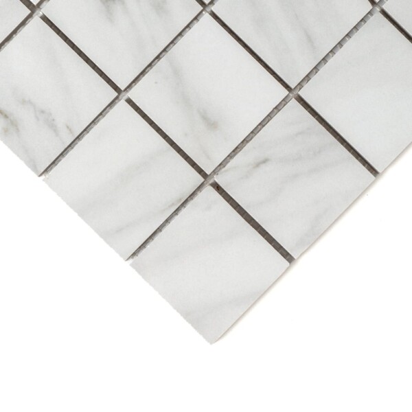 Venato Bianco Glossy Straight Joint 2×2 Porcelain Mosaics 12×12