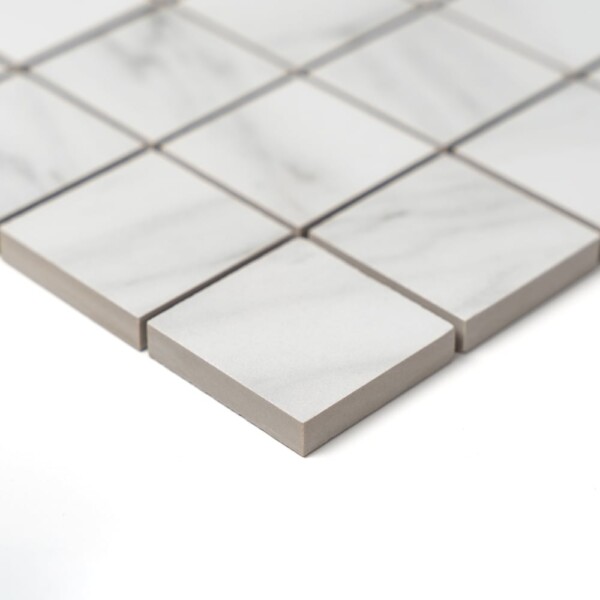 Venato Bianco Glossy Straight Joint 2×2 Porcelain Mosaics 12×12