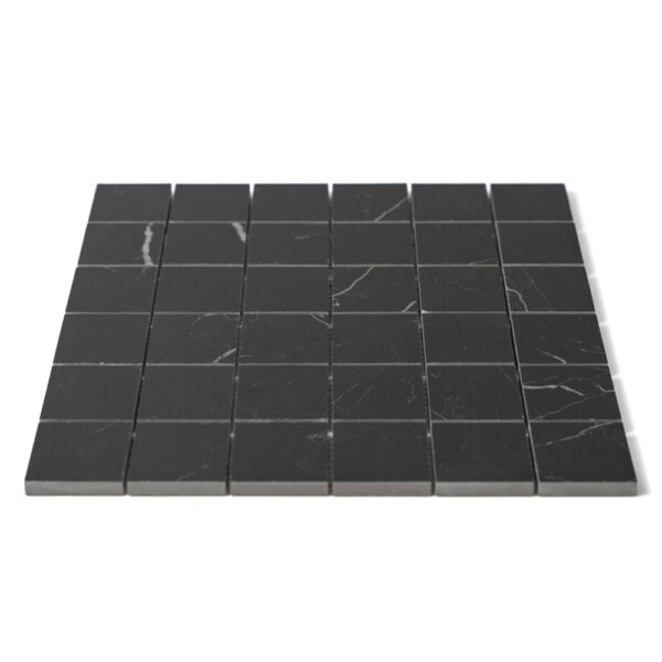 Marquina Nero Lux Glossy Straight Joint 2×2 Porcelain Mosaics 12×12