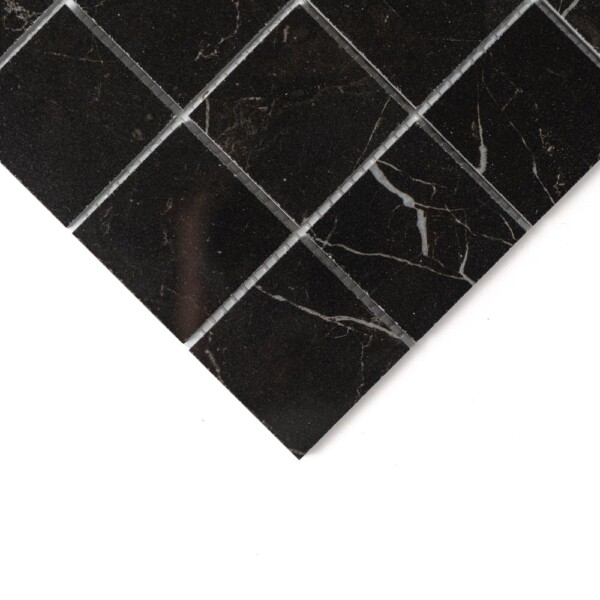 Marquina Nero Lux Glossy Straight Joint 2×2 Porcelain Mosaics 12×12