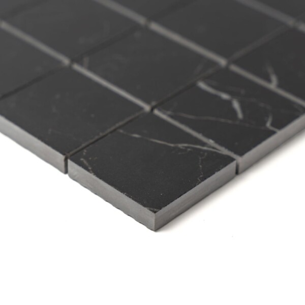 Marquina Nero Lux Glossy Straight Joint 2×2 Porcelain Mosaics 12×12