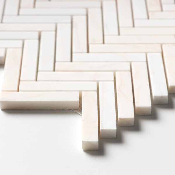 Confetti Honed Herringbone 5/8×3 Marble Mosaics 10 7/16×12 13/16