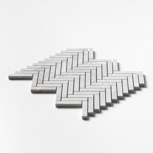 Avalanche Honed Herringbone 5/8×3 Marble Mosaics 10 7/16×12 13/16