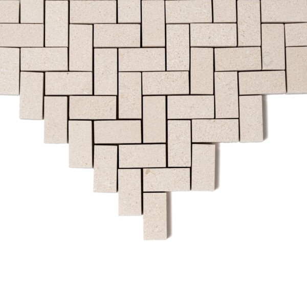 Champagne Honed Herringbone 1/2 Marble Mosaics 10×13