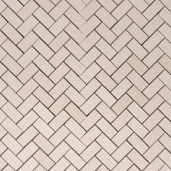 Champagne Honed Herringbone 1/2 Marble Mosaics 10×13