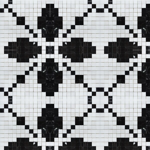 Black, Bianco Dolomiti Multi Finish Ziggurat Marble Mosaics 12×12