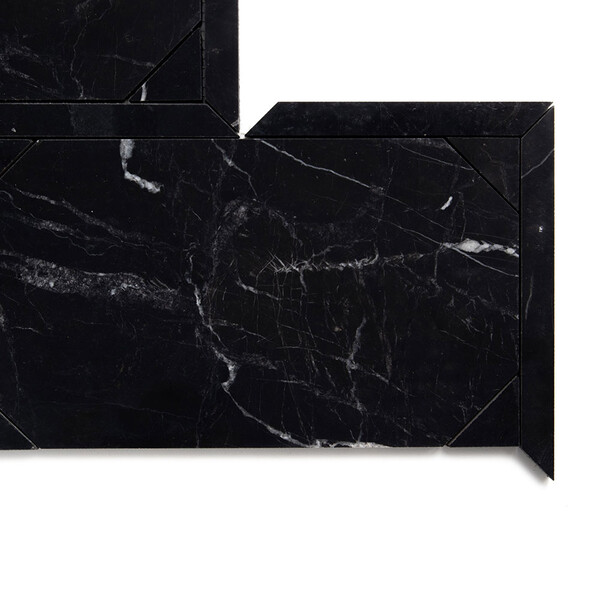 Black Honed French Interlock Marble Mosaics 12 1/4×15 7/8