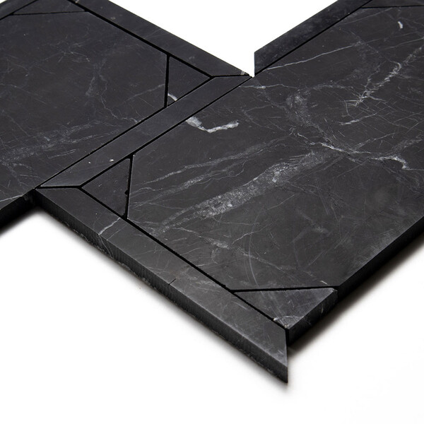 Black Honed French Interlock Marble Mosaics 12 1/4×15 7/8