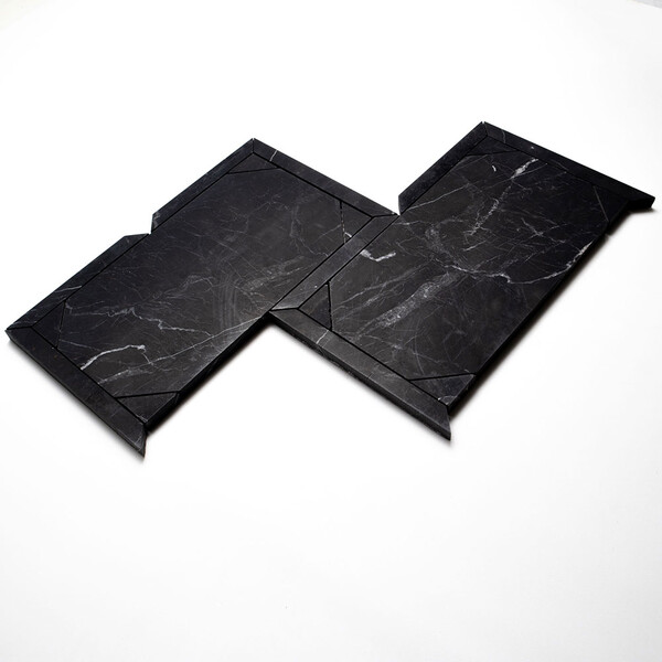 Black Honed French Interlock Marble Mosaics 12 1/4×15 7/8