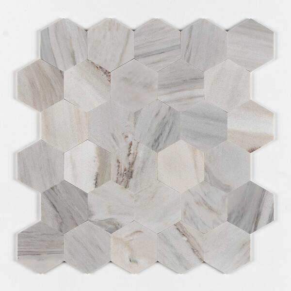 Skyline Honed Hexagon Waterjet Marble Tiles 5 25/32×5