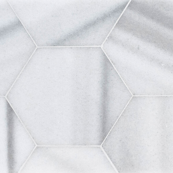 Decoración hexagonal de mármol blanco visón pulido con chorro de agua 5 25/32×5