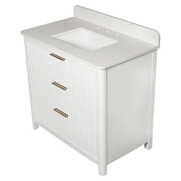 Carrara Gunningham White Bathroom Vanities 37×22