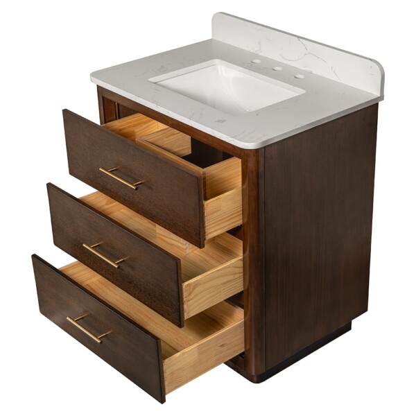 Carrara Contour Warm Walnut Bathroom Vanities 31×22