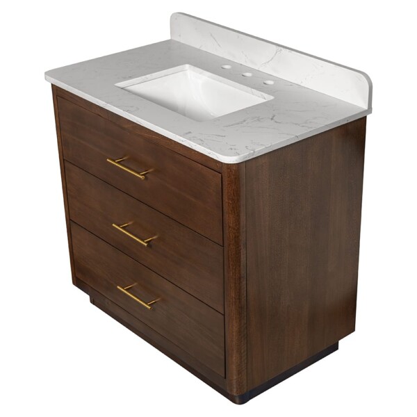 Carrara Contour Warm Walnut Bathroom Vanities 37×22